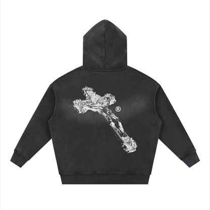 BLK CROSS HOODIE