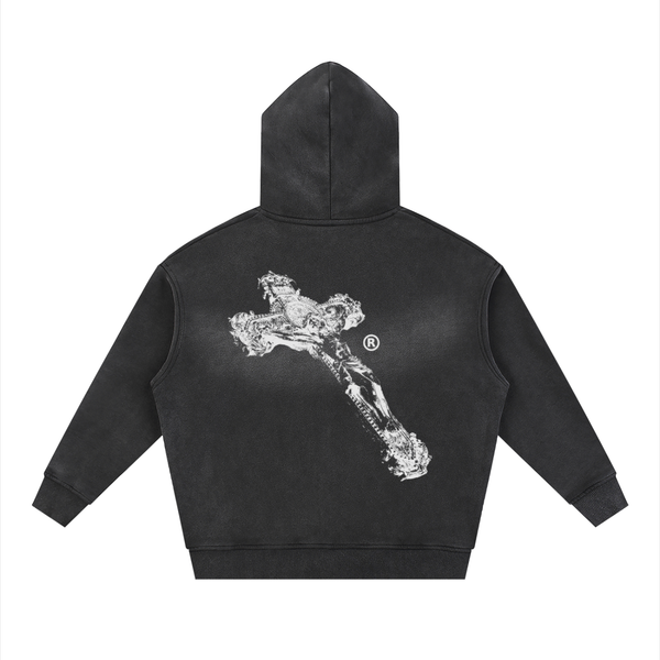 BLK CROSS HOODIE