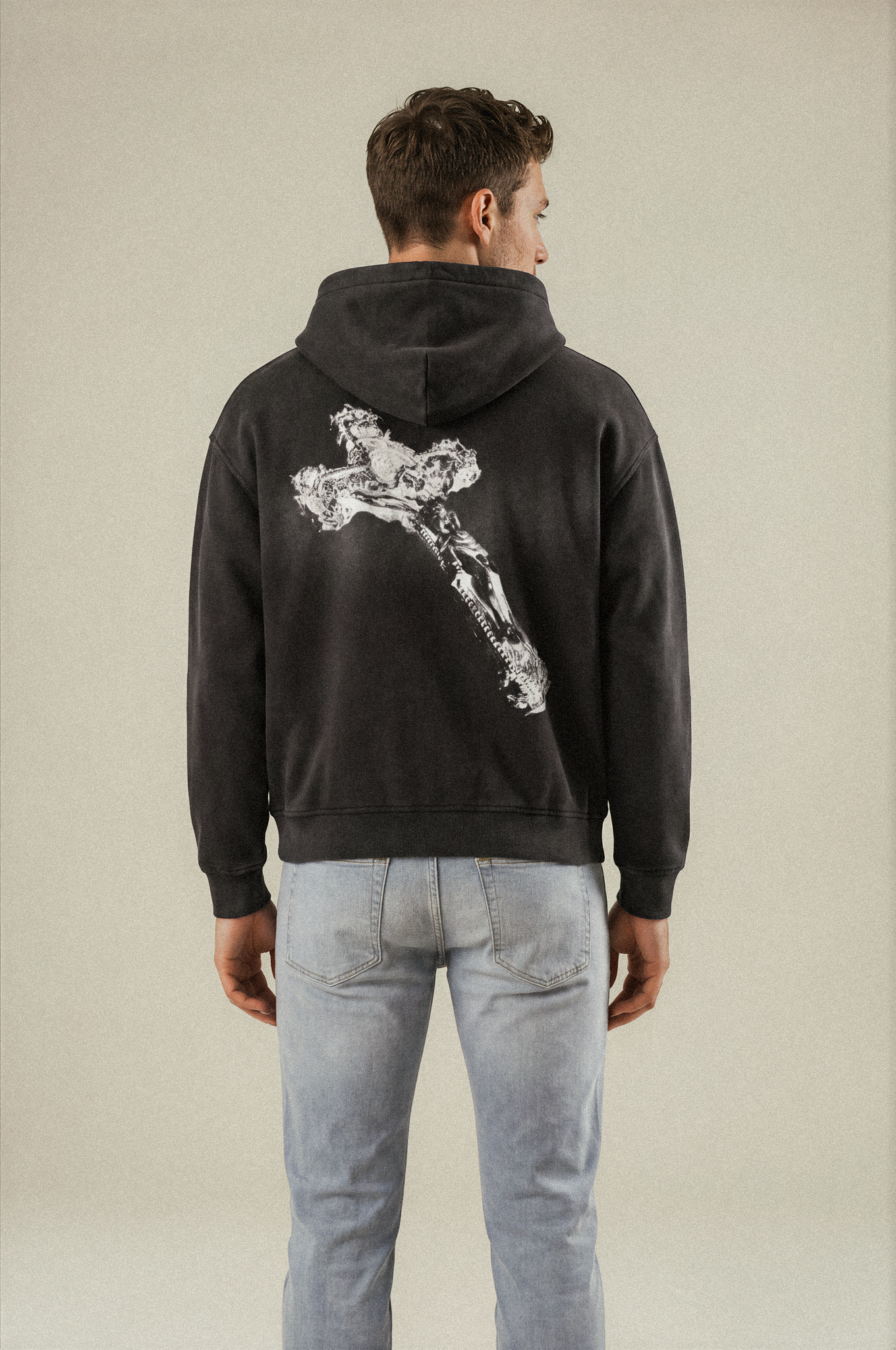 BLK CROSS HOODIE